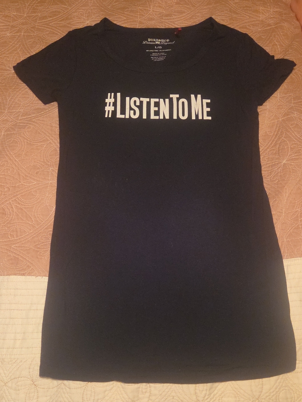 Parasuco Ladies Maternity Shirt #ListenToMe Graphic Tee - Black